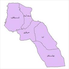 نقشه ی بخش های شهرستان دشتستان