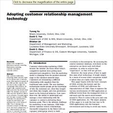 مقاله ترجمه شده با عنوان سازگار کردن تکنولوژی مدیریت ارتباط با مشتری، به همراه اصل مقاله